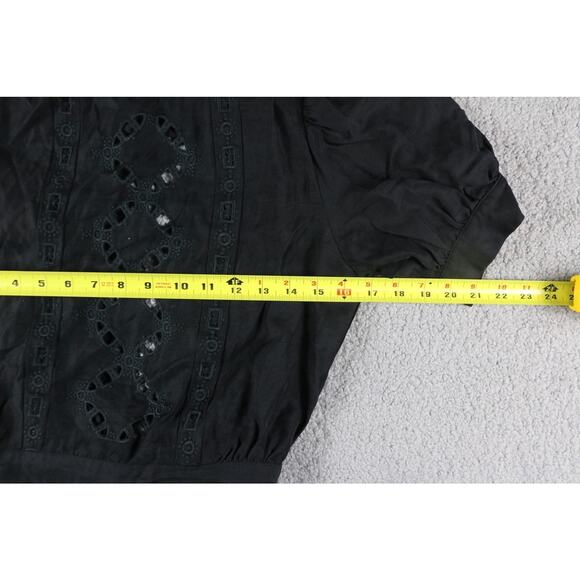 ba&sh Top Xs Black Bacary Eyelet Cutout Tie Back Blouse - Picture 7 of 8